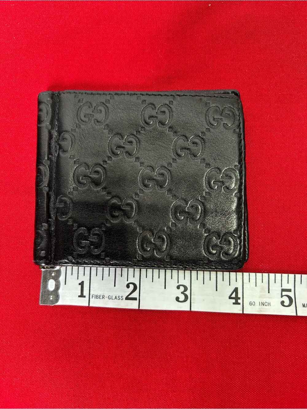 Gucci Black Wallet Embossed GG Leather Money Clip